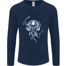 Cthulhu Wander Kraken Octopus Ocean Mens Long Sleeve T-Shirt Navy Blue