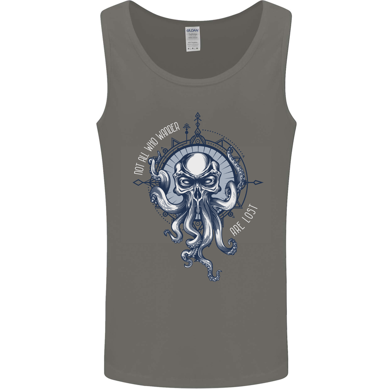 Cthulhu Wander Kraken Octopus Ocean Mens Vest Tank Top Charcoal
