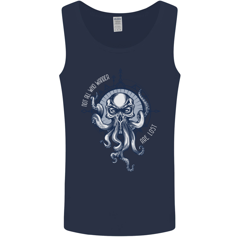 Cthulhu Wander Kraken Octopus Ocean Mens Vest Tank Top Navy Blue