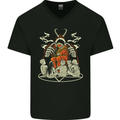 Cult Christmas Evil Santa Anti Xmas Demon Mens V-Neck Cotton T-Shirt Black