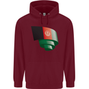 Curled Afghanistan Flag Afghan Day Football Childrens Kids Hoodie Maroon
