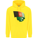 Curled Afghanistan Flag Afghan Day Football Childrens Kids Hoodie Yellow