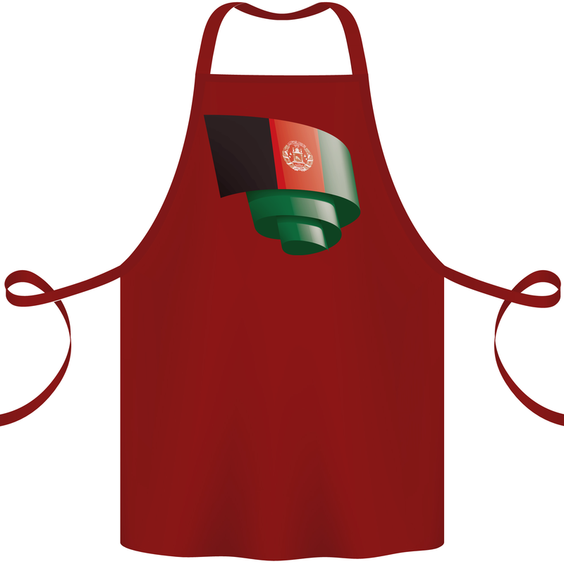 Curled Afghanistan Flag Afghan Day Football Cotton Apron 100% Organic Maroon