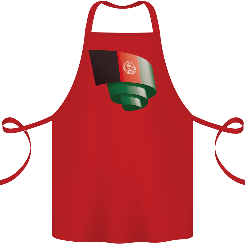 Curled Afghanistan Flag Afghan Day Football Cotton Apron 100% Organic Red