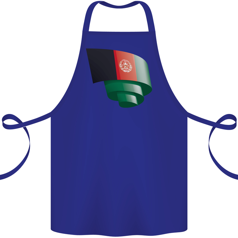 Curled Afghanistan Flag Afghan Day Football Cotton Apron 100% Organic Royal Blue