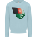 Curled Afghanistan Flag Afghan Day Football Kids Sweatshirt Jumper Light Blue