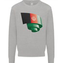 Curled Afghanistan Flag Afghan Day Football Kids Sweatshirt Jumper Sports Grey