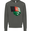 Curled Afghanistan Flag Afghan Day Football Kids Sweatshirt Jumper Storm Grey