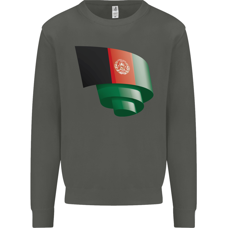 Curled Afghanistan Flag Afghan Day Football Kids Sweatshirt Jumper Storm Grey