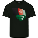 Curled Afghanistan Flag Afghan Day Football Kids T-Shirt Childrens Black