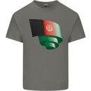 Curled Afghanistan Flag Afghan Day Football Kids T-Shirt Childrens Charcoal