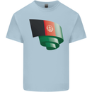 Curled Afghanistan Flag Afghan Day Football Kids T-Shirt Childrens Light Blue