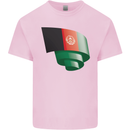 Curled Afghanistan Flag Afghan Day Football Kids T-Shirt Childrens Light Pink