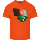 Curled Afghanistan Flag Afghan Day Football Kids T-Shirt Childrens Orange