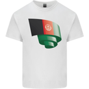 Curled Afghanistan Flag Afghan Day Football Kids T-Shirt Childrens White
