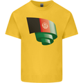 Curled Afghanistan Flag Afghan Day Football Kids T-Shirt Childrens Yellow