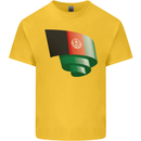 Curled Afghanistan Flag Afghan Day Football Kids T-Shirt Childrens Yellow