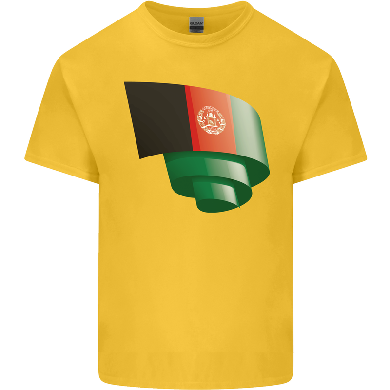 Curled Afghanistan Flag Afghan Day Football Kids T-Shirt Childrens Yellow