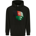Curled Afghanistan Flag Afghan Day Football Mens 80% Cotton Hoodie Black