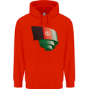 Curled Afghanistan Flag Afghan Day Football Mens 80% Cotton Hoodie Bright Red