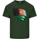 Curled Afghanistan Flag Afghan Day Football Mens Cotton T-Shirt Tee Top Forest Green