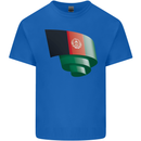 Curled Afghanistan Flag Afghan Day Football Mens Cotton T-Shirt Tee Top Royal Blue