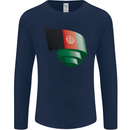 Curled Afghanistan Flag Afghan Day Football Mens Long Sleeve T-Shirt Navy Blue