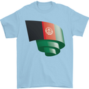 Curled Afghanistan Flag Afghan Day Football Mens T-Shirt 100% Cotton Light Blue