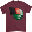 Curled Afghanistan Flag Afghan Day Football Mens T-Shirt 100% Cotton Maroon