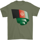 Curled Afghanistan Flag Afghan Day Football Mens T-Shirt 100% Cotton Military Green