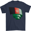 Curled Afghanistan Flag Afghan Day Football Mens T-Shirt 100% Cotton Navy Blue