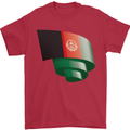 Curled Afghanistan Flag Afghan Day Football Mens T-Shirt 100% Cotton Red