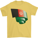 Curled Afghanistan Flag Afghan Day Football Mens T-Shirt 100% Cotton Yellow