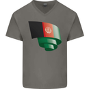 Curled Afghanistan Flag Afghan Day Football Mens V-Neck Cotton T-Shirt Charcoal