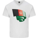 Curled Afghanistan Flag Afghan Day Football Mens V-Neck Cotton T-Shirt White