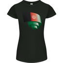 Curled Afghanistan Flag Afghan Day Football Womens Petite Cut T-Shirt Black