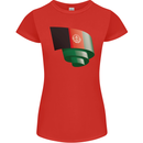 Curled Afghanistan Flag Afghan Day Football Womens Petite Cut T-Shirt Red