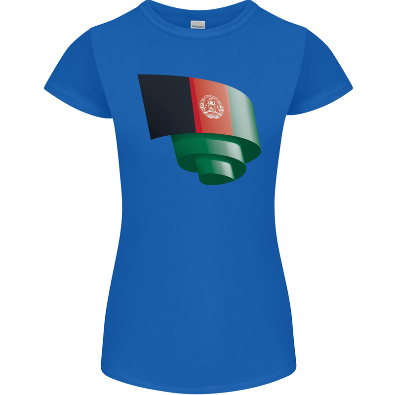 Curled Afghanistan Flag Afghan Day Football Womens Petite Cut T-Shirt Royal Blue