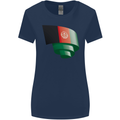Curled Afghanistan Flag Afghan Day Football Womens Wider Cut T-Shirt Navy Blue