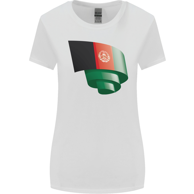Curled Afghanistan Flag Afghan Day Football Womens Wider Cut T-Shirt White