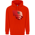 Curled Albania Flag Albanian Day Football Childrens Kids Hoodie Bright Red
