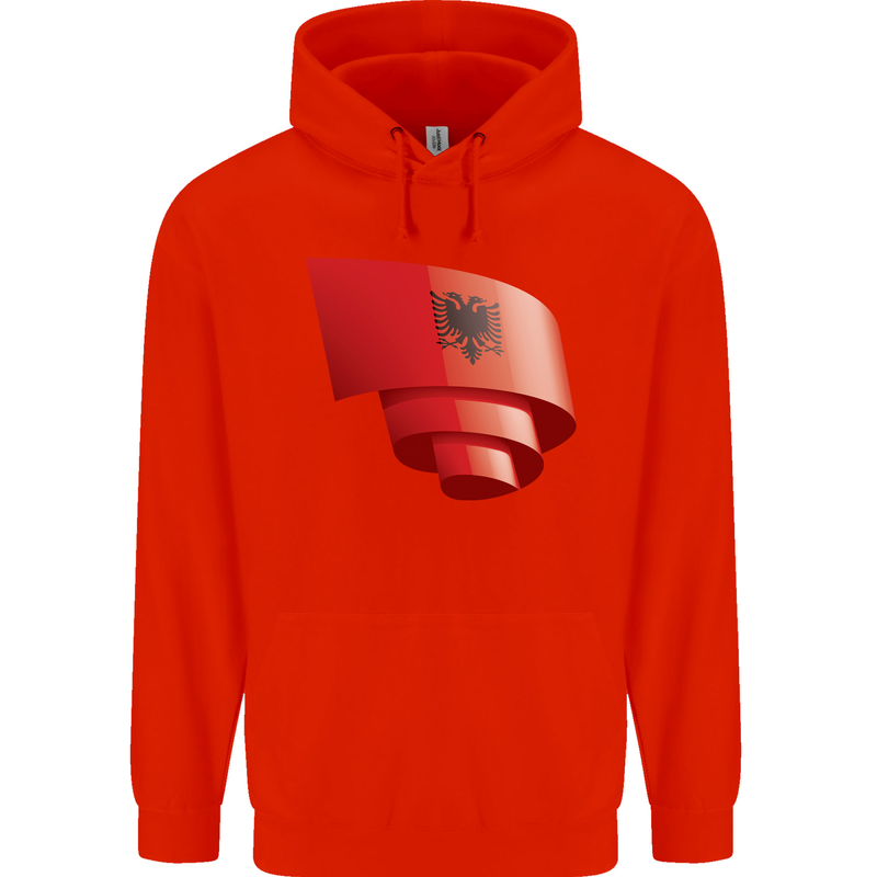 Curled Albania Flag Albanian Day Football Childrens Kids Hoodie Bright Red