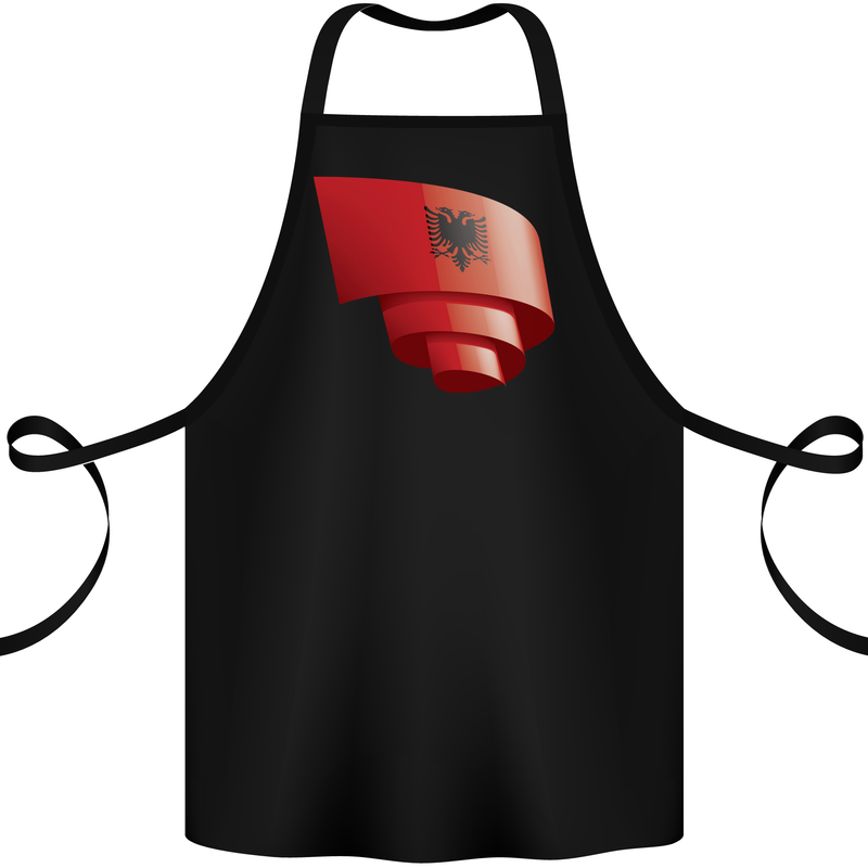 Curled Albania Flag Albanian Day Football Cotton Apron 100% Organic Black