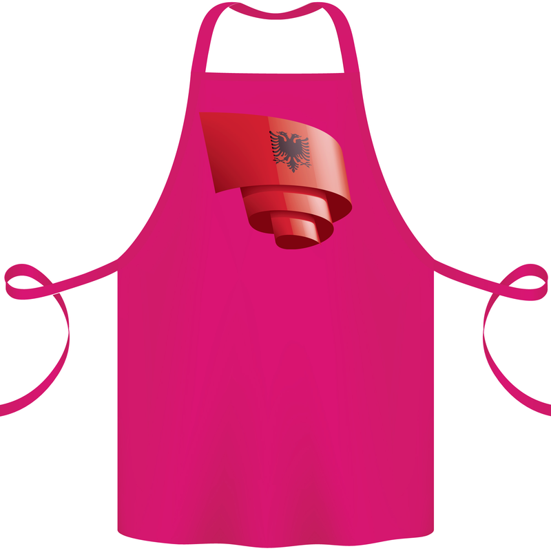 Curled Albania Flag Albanian Day Football Cotton Apron 100% Organic Pink