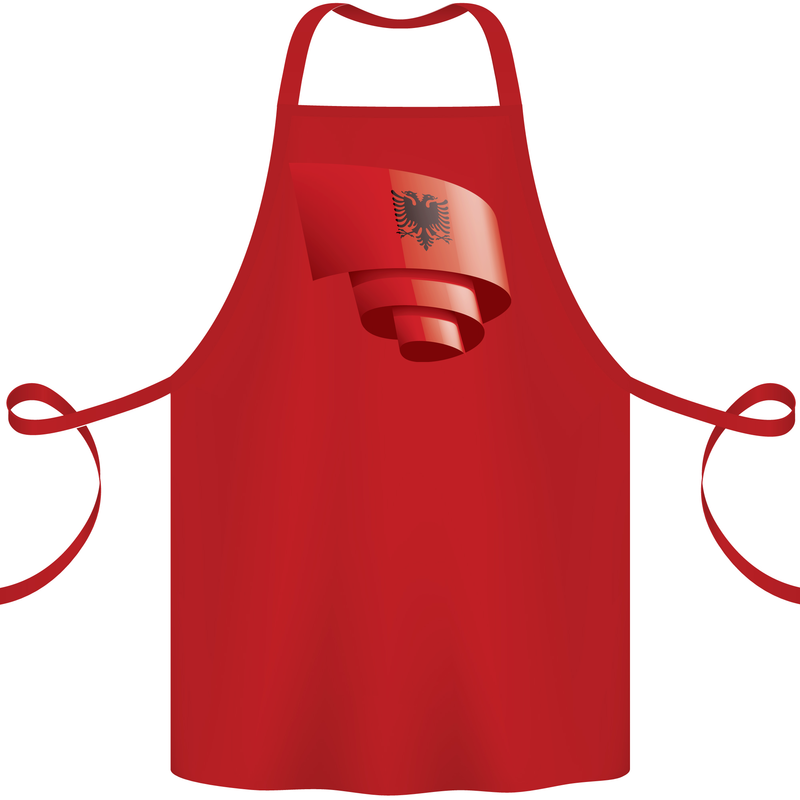 Curled Albania Flag Albanian Day Football Cotton Apron 100% Organic Red