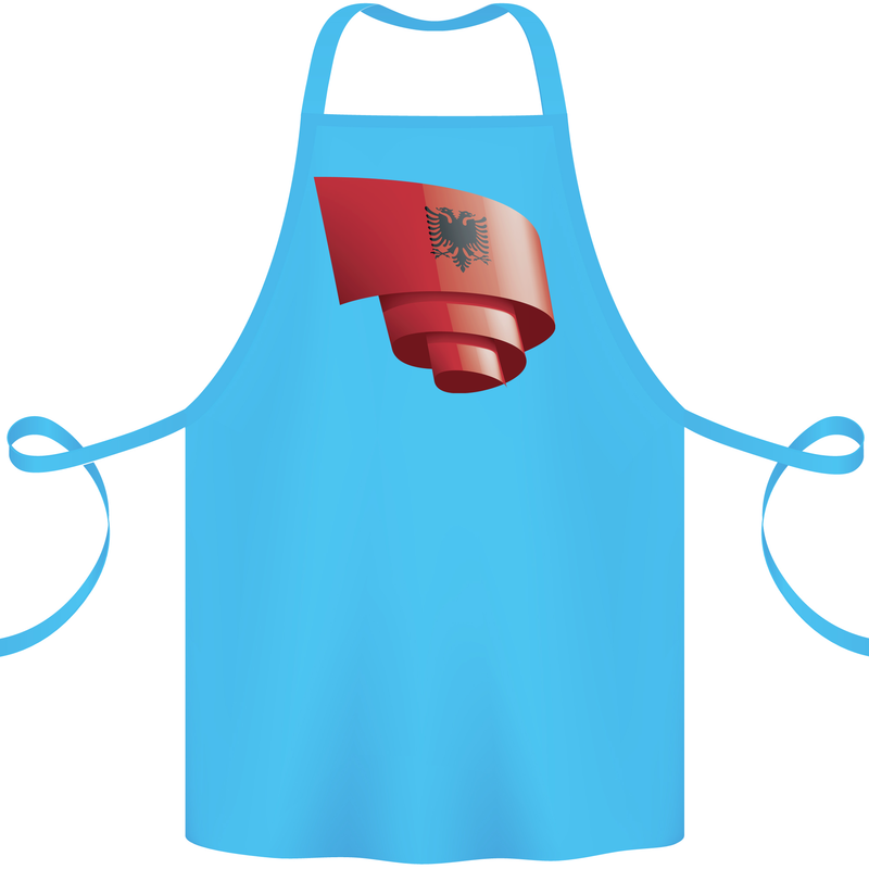 Curled Albania Flag Albanian Day Football Cotton Apron 100% Organic Turquoise