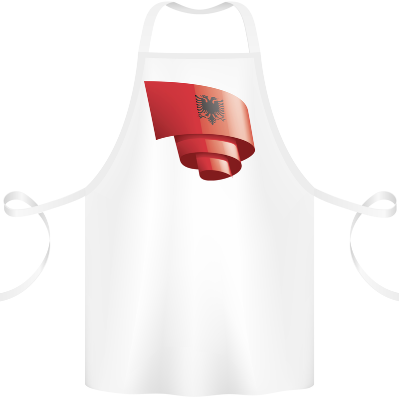 Curled Albania Flag Albanian Day Football Cotton Apron 100% Organic White