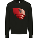 Curled Albania Flag Albanian Day Football Kids Sweatshirt Jumper Black