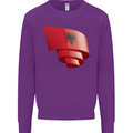 Curled Albania Flag Albanian Day Football Kids Sweatshirt Jumper Purple
