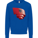 Curled Albania Flag Albanian Day Football Kids Sweatshirt Jumper Royal Blue